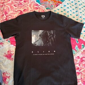 Uniqlo Black Graphic Tee - Alien Design